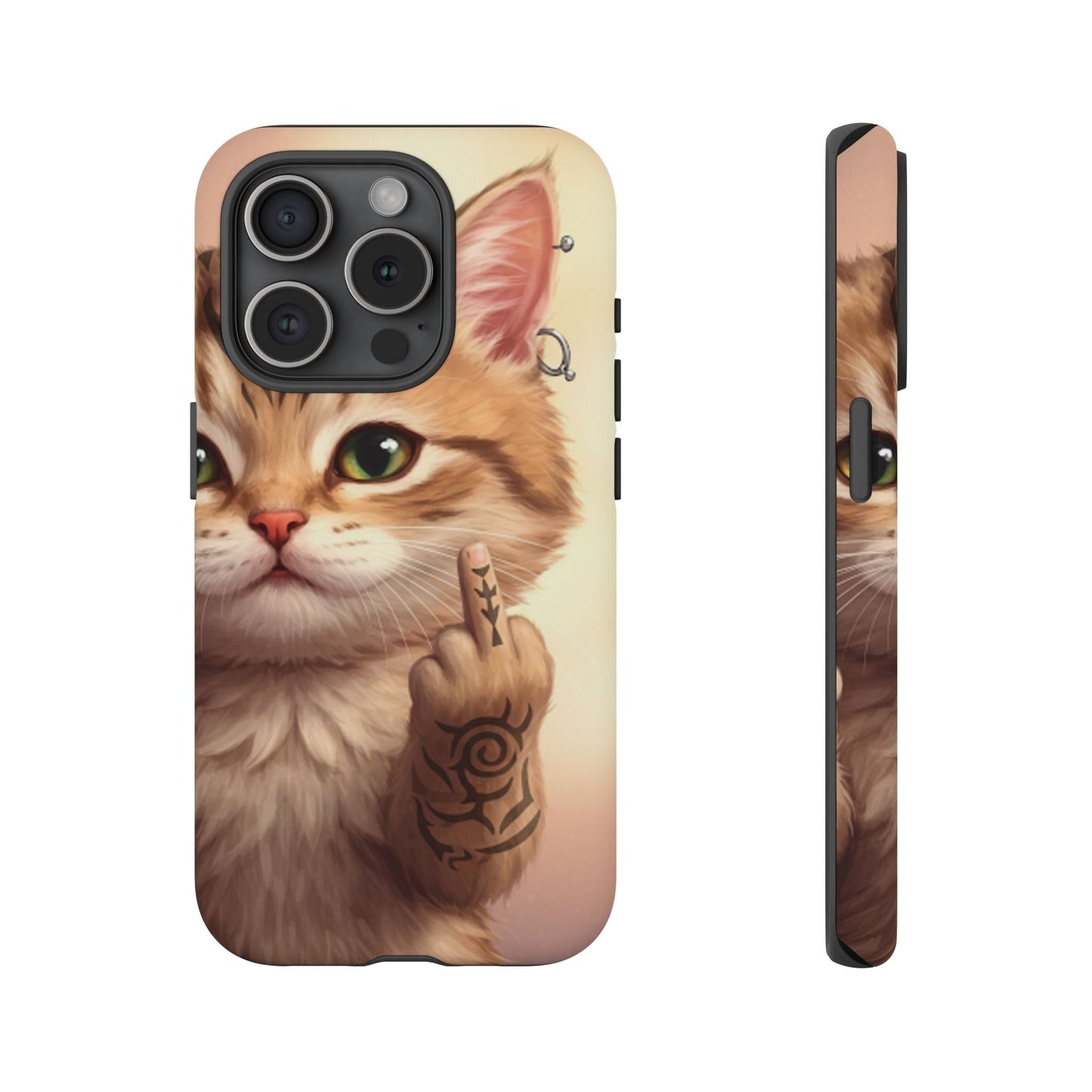 Evil Kitty Giving the Bird Tough Phone Case