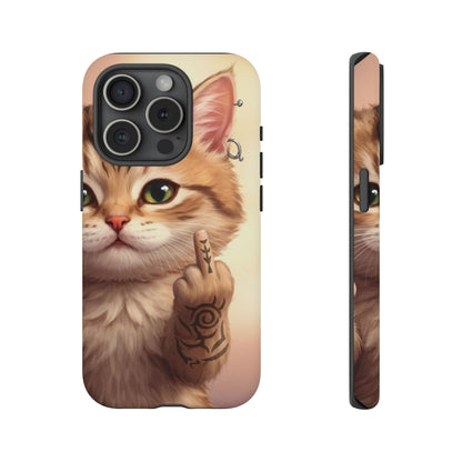 Evil Kitty Giving the Bird Tough Phone Case