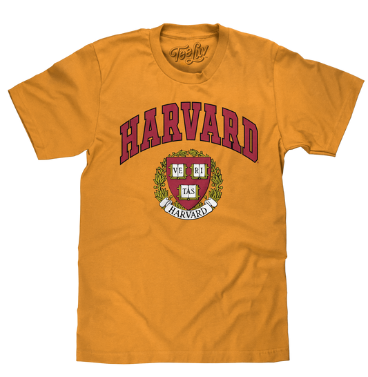 Harvard Veritas Shield College T-Shirt - Mustard Yellow