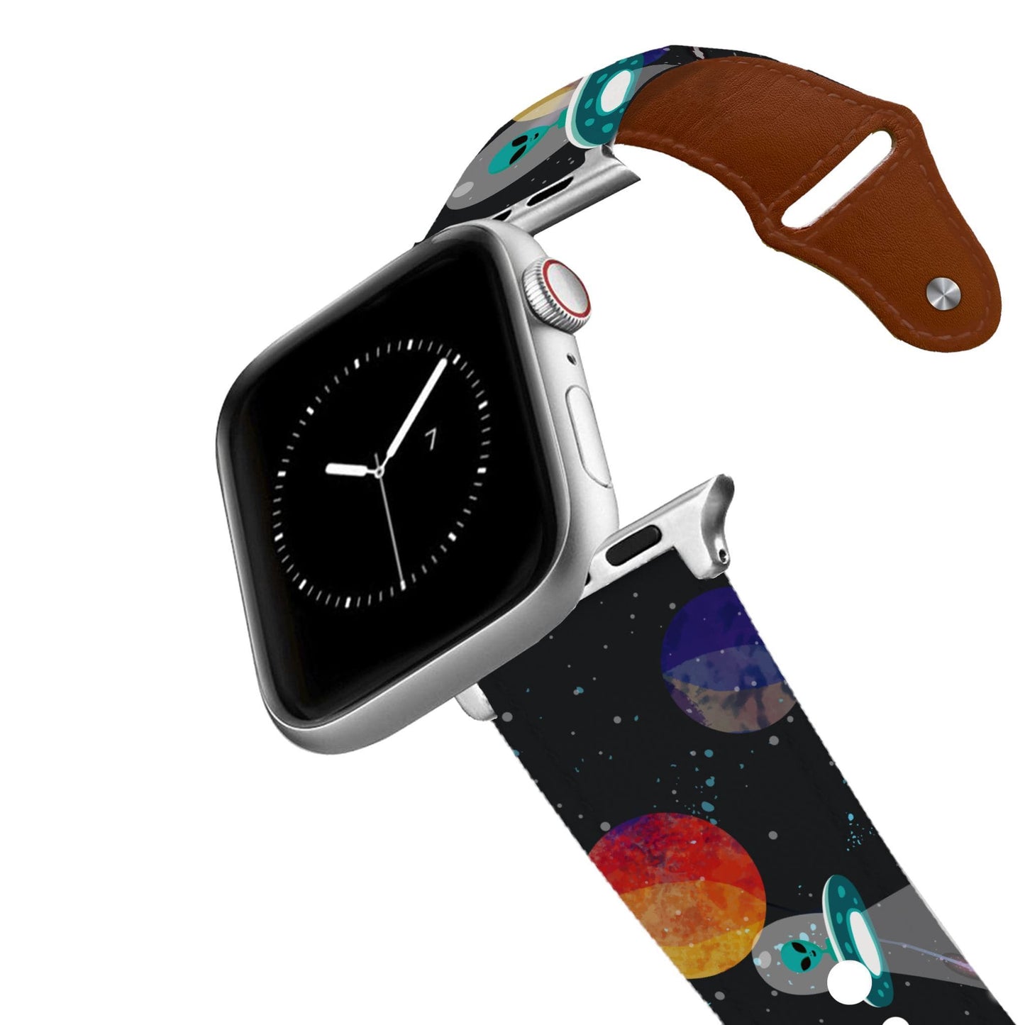 Aliens Black Leather Apple Watch Band