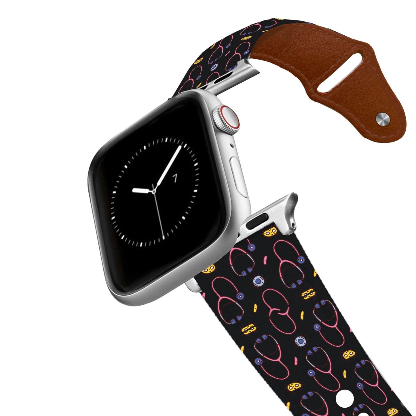 Stethoscope Black Leather Apple Watch Band