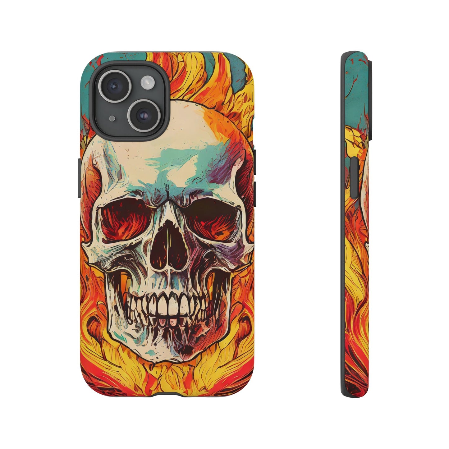 Flaming Skull Tough Phone Case