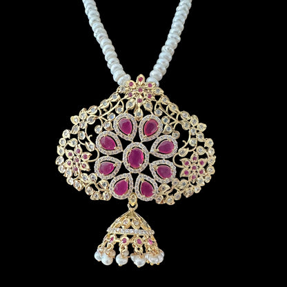 PS317 fresh water pearl pendant set in ruby  ( READY TO SHIP )