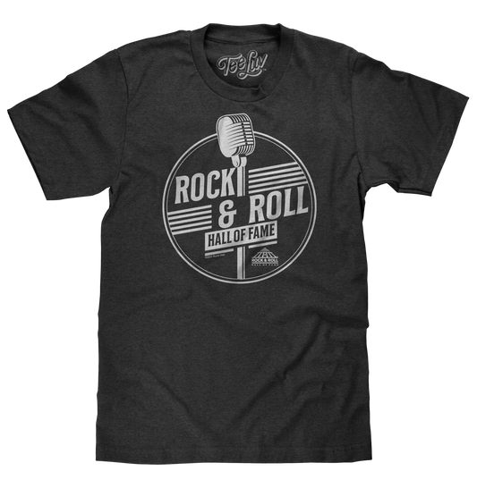 Rock and Roll Hall of Fame Retro Microphone T-Shirt - Charcoal Gray Heather