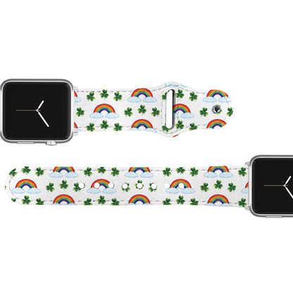Shamrocks and Rainbows Leather Apple Watch Band