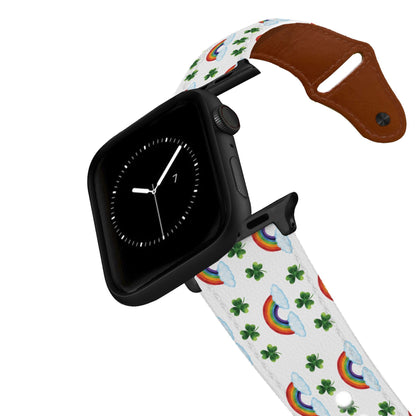 Shamrocks and Rainbows Leather Apple Watch Band