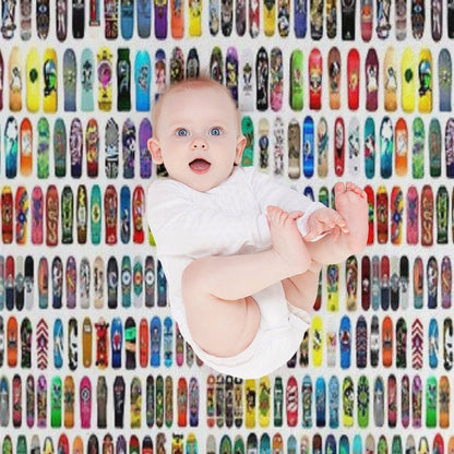 Vintage Skateboard Print Throw Blanket