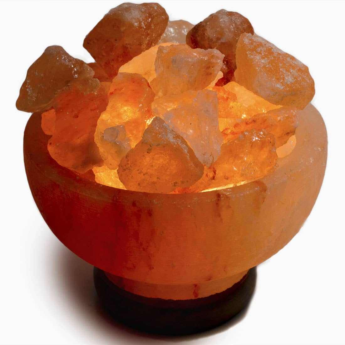 Fire Bowl w/ Chunks Salt Lamp - 7" avg. - Cord, Bulb, Dimmer
