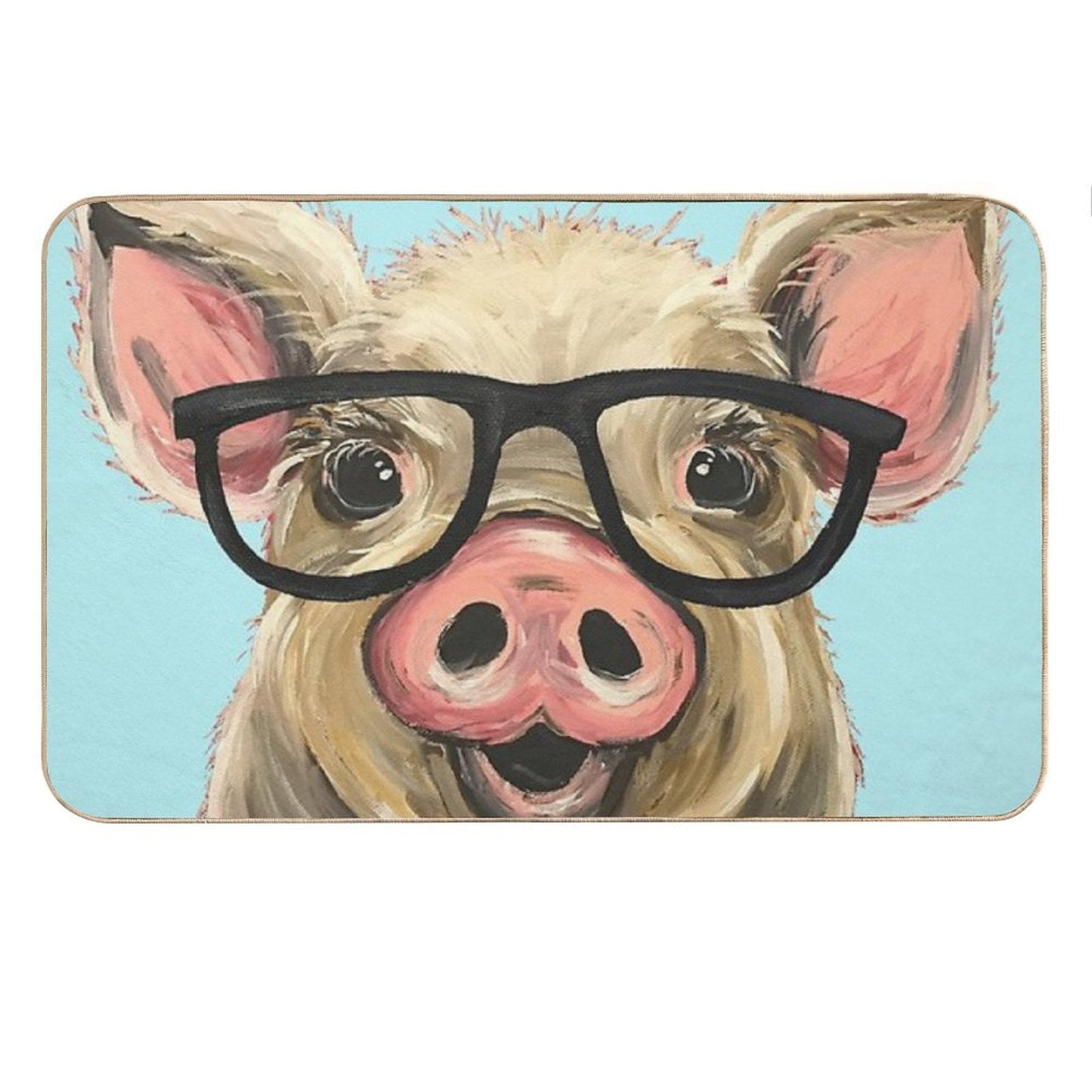 Cute Pig with Glasses Art Bath Mat