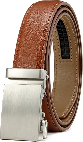 CHAOREN Leather Boys Belt, Dress Kids Belt with Ratchet Buckle Width 1", Adjustable for Formal Wear and School Uniforms