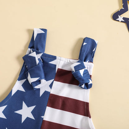 July 4th Baby Outfit Stars Stripes Romper Independence Day Overalls 6-12 Months