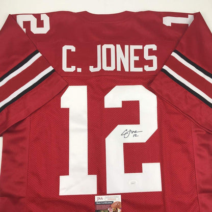 Autographed/Signed Cardale Jones Ohio State Red College Football Jersey JSA COA