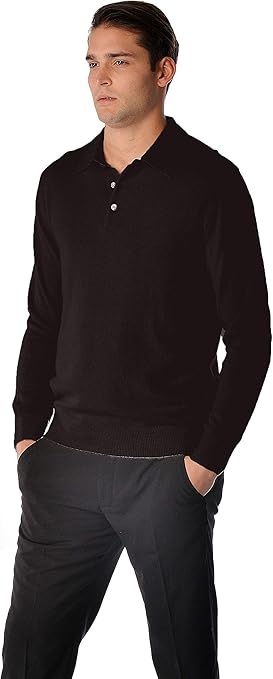Cashmere Boutique 100% Pure Cashmere Polo Pullover Sweater for Men ‰ÛÒ Polo Neck, Long Sleeve, Lightweight, Soft & Warm Sweater