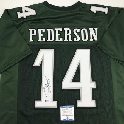 Autographed/Signed Doug Pederson Philadelphia Green Football Jersey Beckett BAS COA