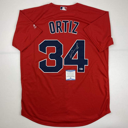 Autographed/Signed David Ortiz Boston Red Baseball Jersey JSA COA