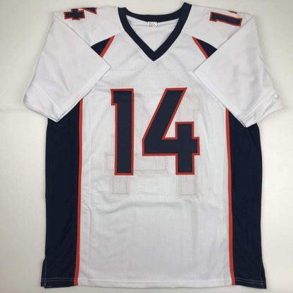 Autographed/Signed Courtland Sutton Denver White Football Jersey JSA COA