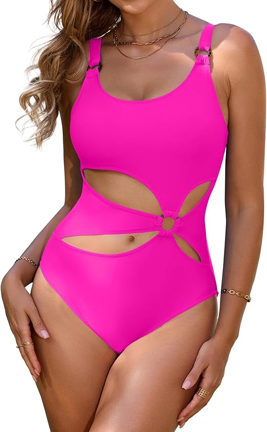 Blooming Jelly Womens Sexy One Piece Swimsuit Cut Out Monokini Swimsuits Slimming Bathing Suit Cheeky High Cut Swimwear