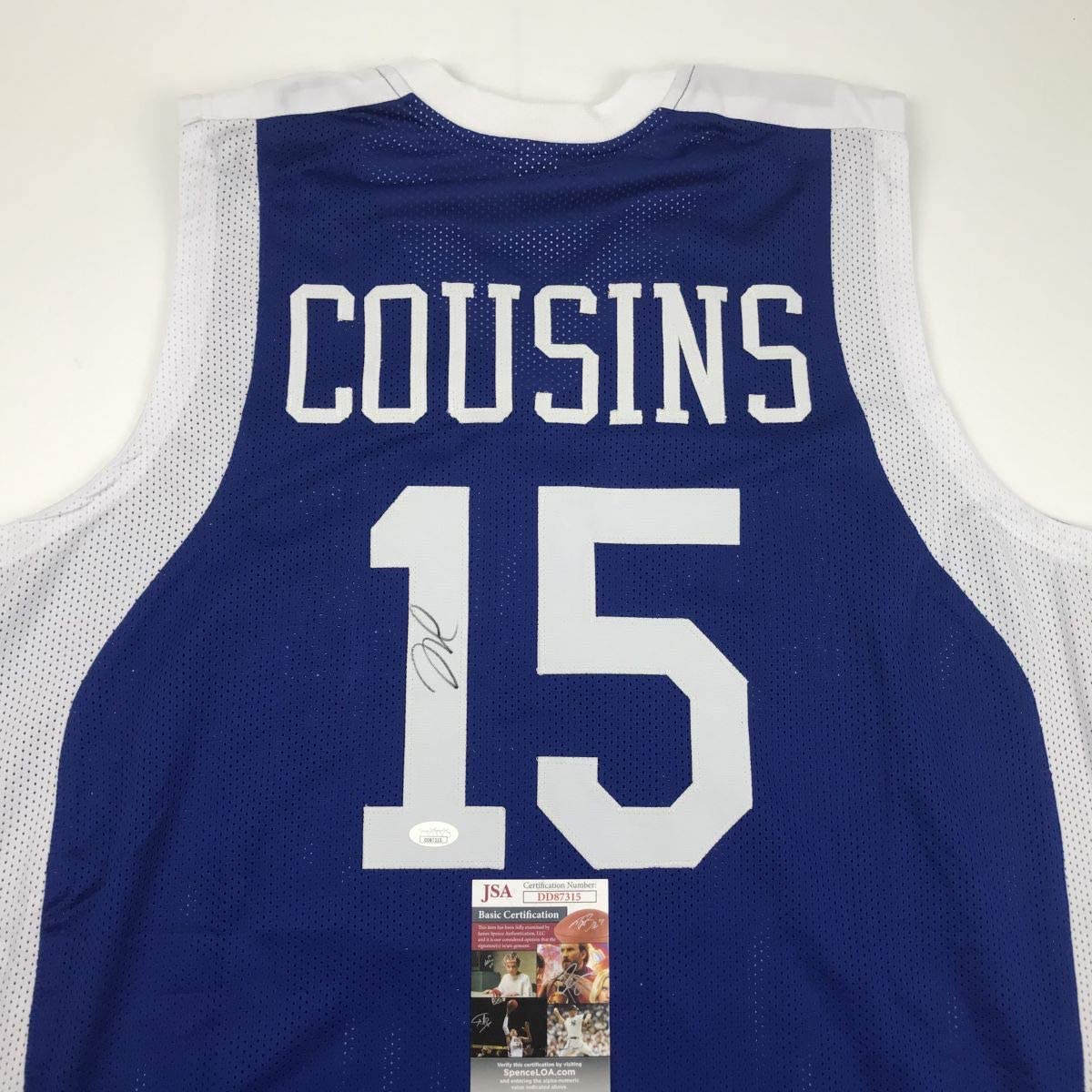 Autographed/Signed DeMarcus Cousins Kentucky Blue College Basketball Jersey JSA COA