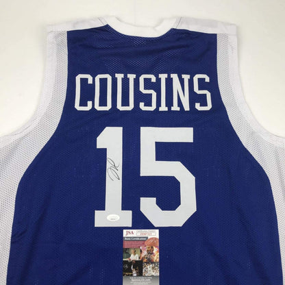 Autographed/Signed DeMarcus Cousins Kentucky Blue College Basketball Jersey JSA COA