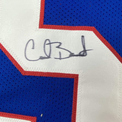 Autographed/Signed Carl Banks New York Blue Football Jersey JSA COA
