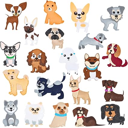 21 Pack Dog Sewing Kit for Kids, Felt Sewing Kits, Educational Art Craft Sew Set with Tools, Thread, Plastic Needles, Sew Your Own for Kids, Gift for Boys and Girls Age 6+