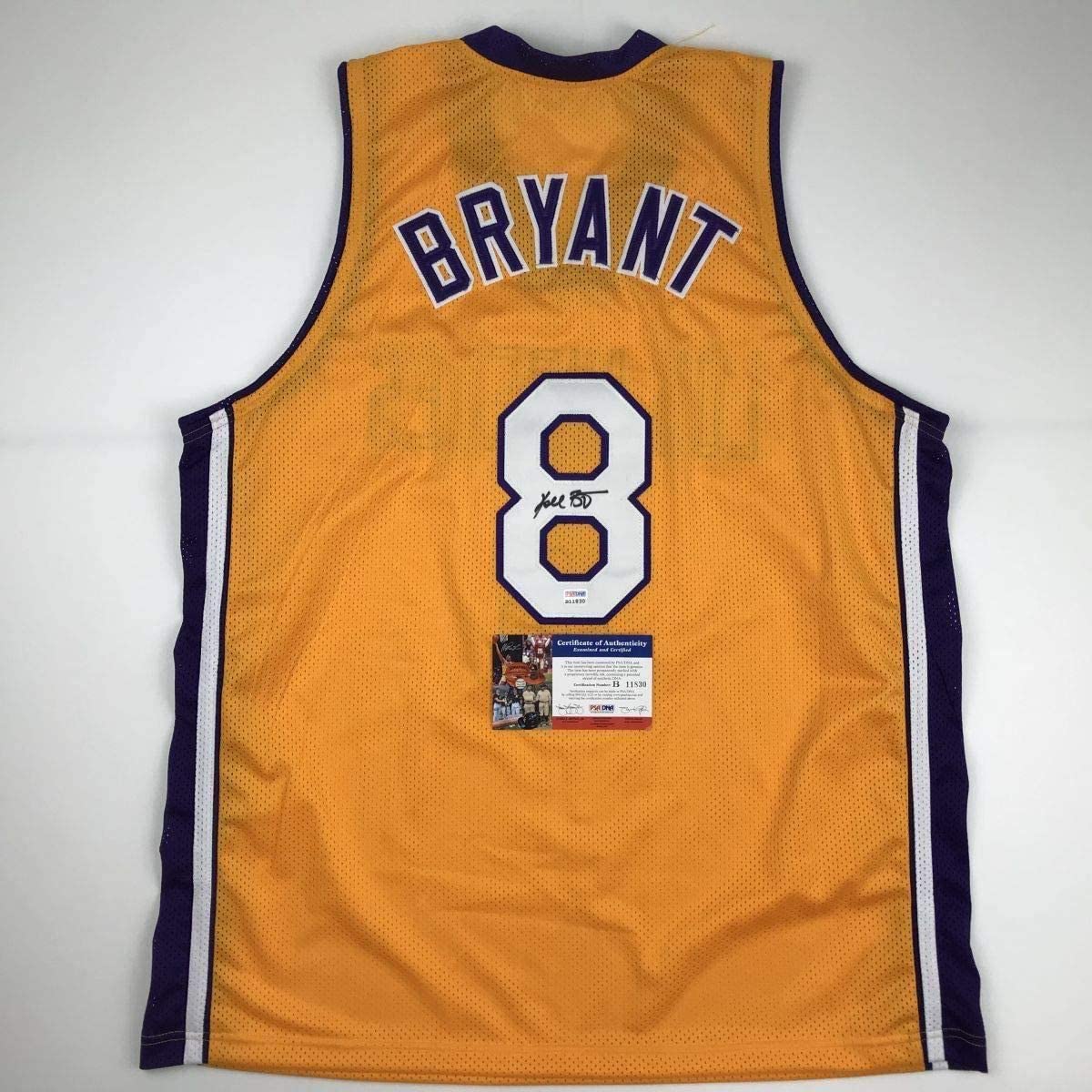 Autographed/Signed Kobe Bryant #8 Los Angeles Yellow Basketball Jersey PSA/DNA COA