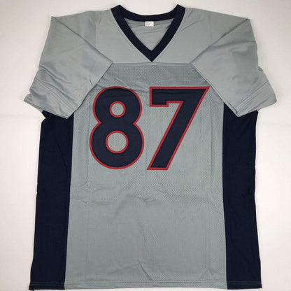 Autographed/Signed Demaryius Thomas Houston Grey Football Jersey JSA COA