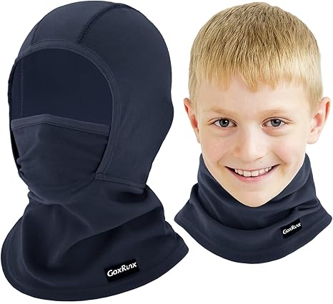 Kids Balaclava Ski Mask, Fleece Face Mask Neck Warmer for Boys Girls, Windproof Face Cover for Cold Weather Skiing Cycling