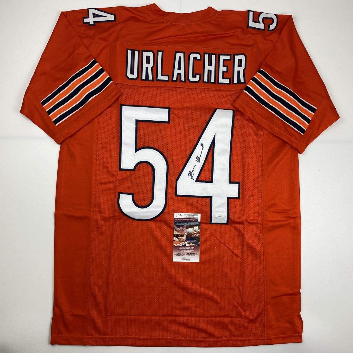 Autographed/Signed Brian Urlacher Chicago Orange Football Jersey JSA COA