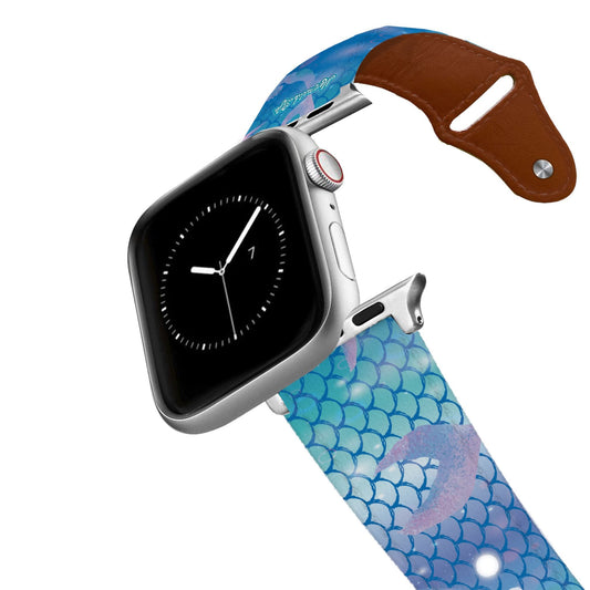 Mermaid Life - Hypnotic Scales Blue Leather Apple Watch Band