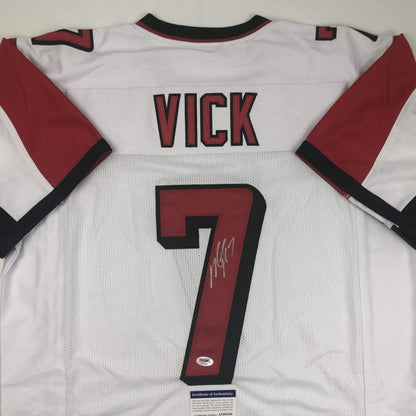 Autographed/Signed Michael Mike Vick Atlanta White Football Jersey PSA/DNA COA