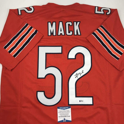 Autographed/Signed Khalil Mack Chicago Orange Football Jersey Beckett BAS COA