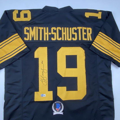 Autographed/Signed JuJu Smith-Schuster Pittsburgh Color Rush Football Jersey Beckett BAS COA