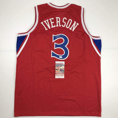 Autographed/Signed Allen Iverson Philadelphia Red Basketball Jersey JSA COA