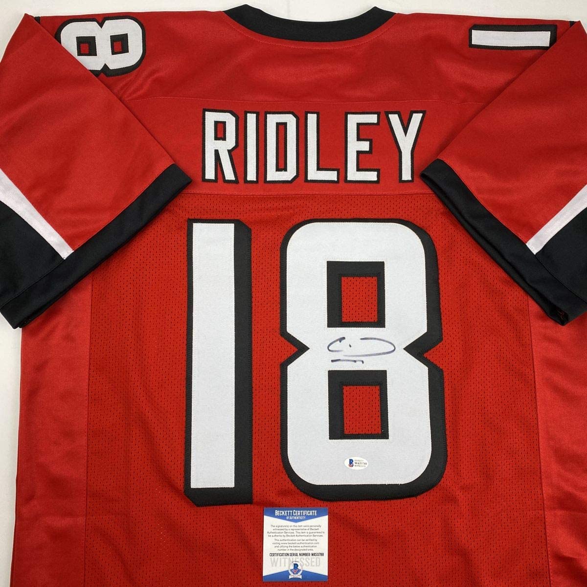 Autographed/Signed Calvin Ridley Atlanta Red Football Jersey Beckett BAS COA