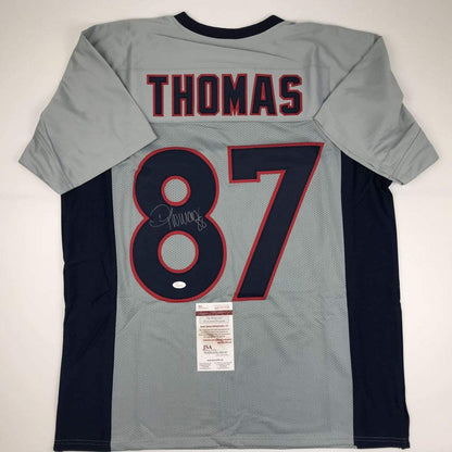 Autographed/Signed Demaryius Thomas Houston Grey Football Jersey JSA COA