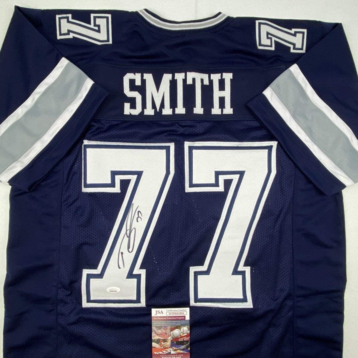 Autographed/Signed Tyron Smith Dallas Blue Football Jersey JSA COA