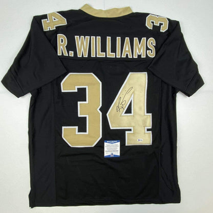 Autographed/Signed Ricky Williams New Orleans Black Football Jersey Beckett BAS COA