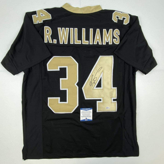 Autographed/Signed Ricky Williams New Orleans Black Football Jersey Beckett BAS COA