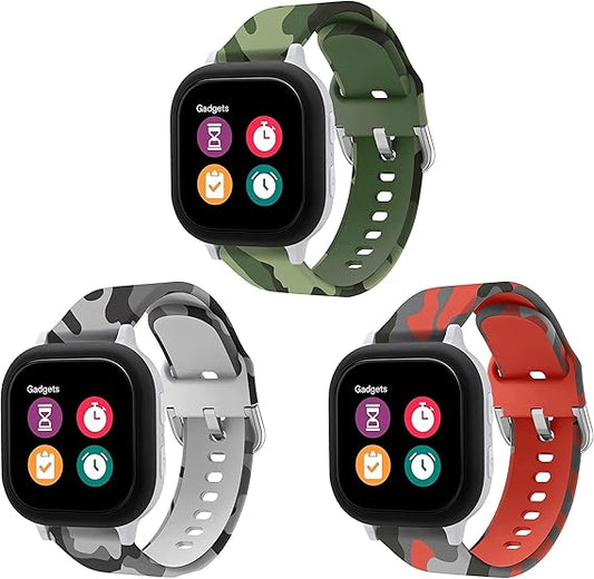 Compatible for Verizon Gizmo Watch 3 2 1/for T-Mobile SyncUP Kids Watch/for Gabb Watch 3 2 1, 20MM Kids Size Silicone Watch Band Cute Camo Straps for Gizmo Watch Band Replacement for Kids Boys Girls