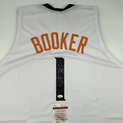 Autographed/Signed Devin Booker Phoenix White Basketball Jersey JSA COA