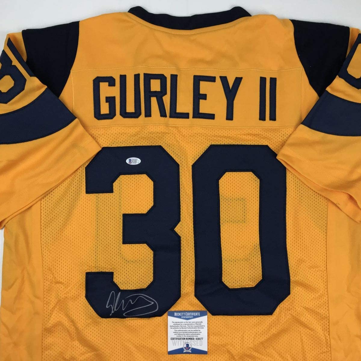 Autographed/Signed Todd Gurley II Los Angeles LA Yellow Football Jersey Beckett BAS COA