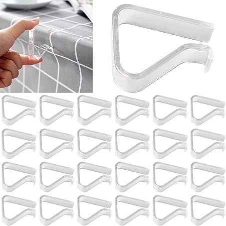 24 Pieces Transparent Clear Tablecloth Clips, Plastic Table Cloth Clips¥_ëWindproof Table Cover Holder Clamps¥_ëTable Cloth Holder for Christmas Home Wedding Party Indoor Outdoor Camping Picnic(24, Small)