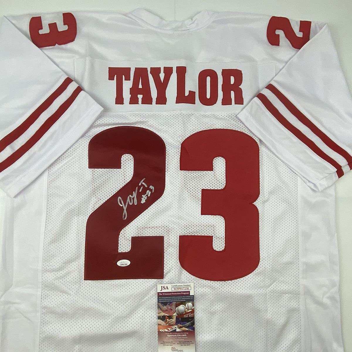 Autographed/Signed Jonathan Taylor Wisconsin White College Football Jersey JSA COA