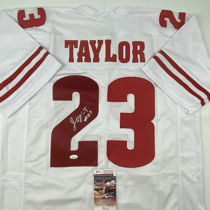 Autographed/Signed Jonathan Taylor Wisconsin White College Football Jersey JSA COA