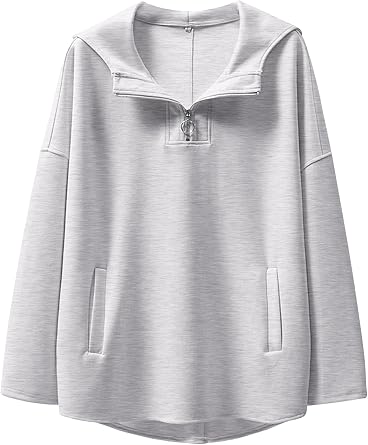 ANRABESS Womens Oversized Hoodie Quarter Zip Sweatshirts 2024 Fall Tunic Pullover Top Winter Trendy Teen Girls Preppy Clothes