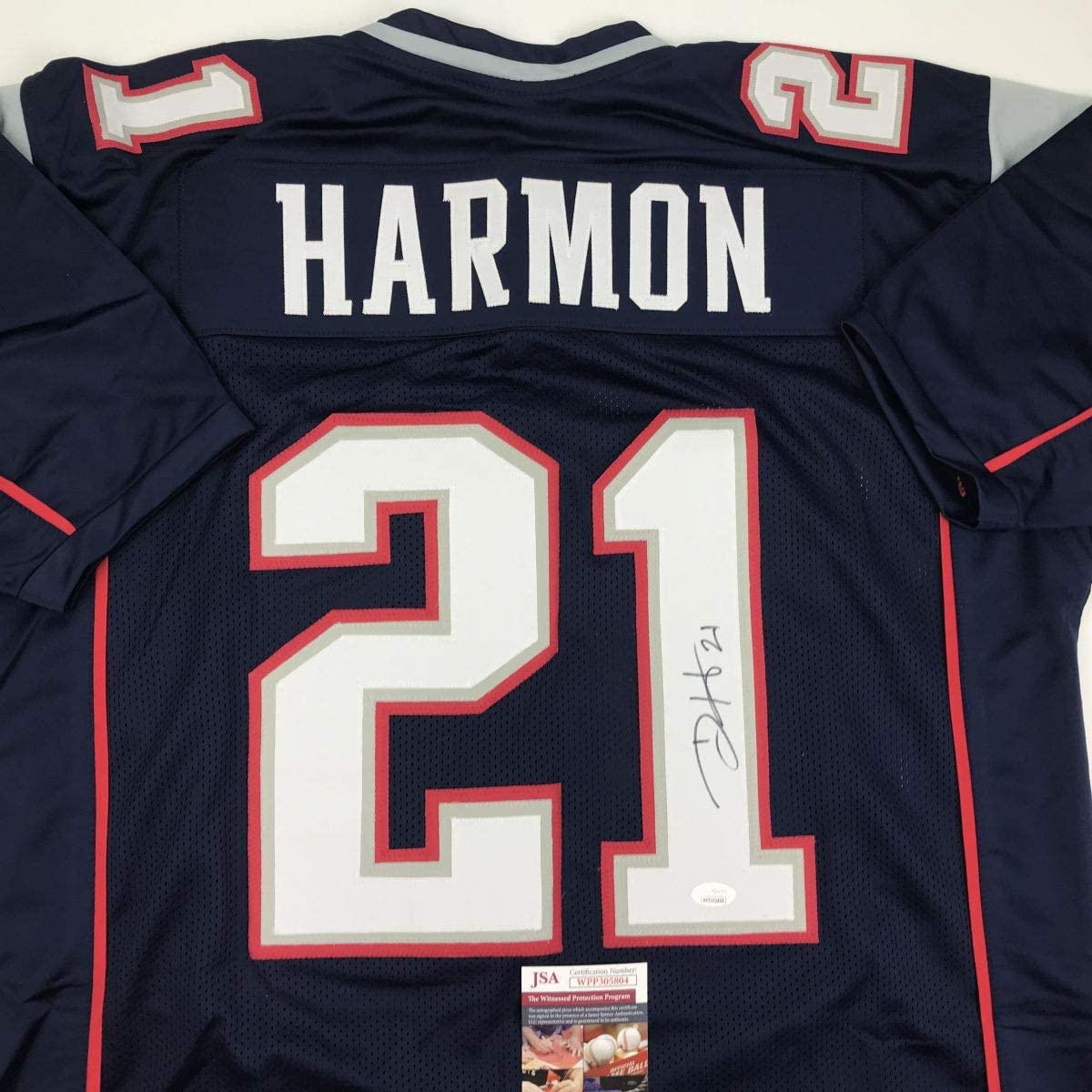Autographed/Signed Duron Harmon New England Blue Football Jersey JSA COA