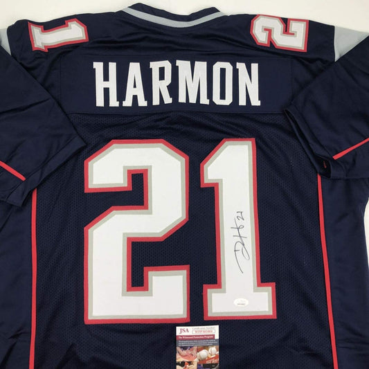 Autographed/Signed Duron Harmon New England Blue Football Jersey JSA COA