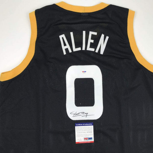 Autographed/Signed Muggsy Bogues Alien Space Jam Monstars Black Basketball Jersey PSA/DNA COA