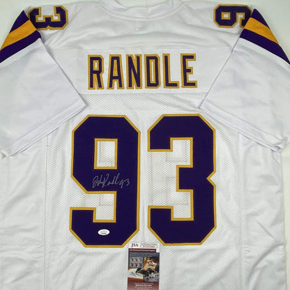 Autographed/Signed John Randle Minnesota White Football Jersey JSA COA